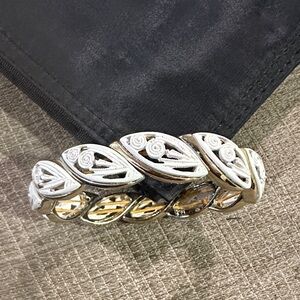 Elegant Gold and Silver Leaf Bracelet
